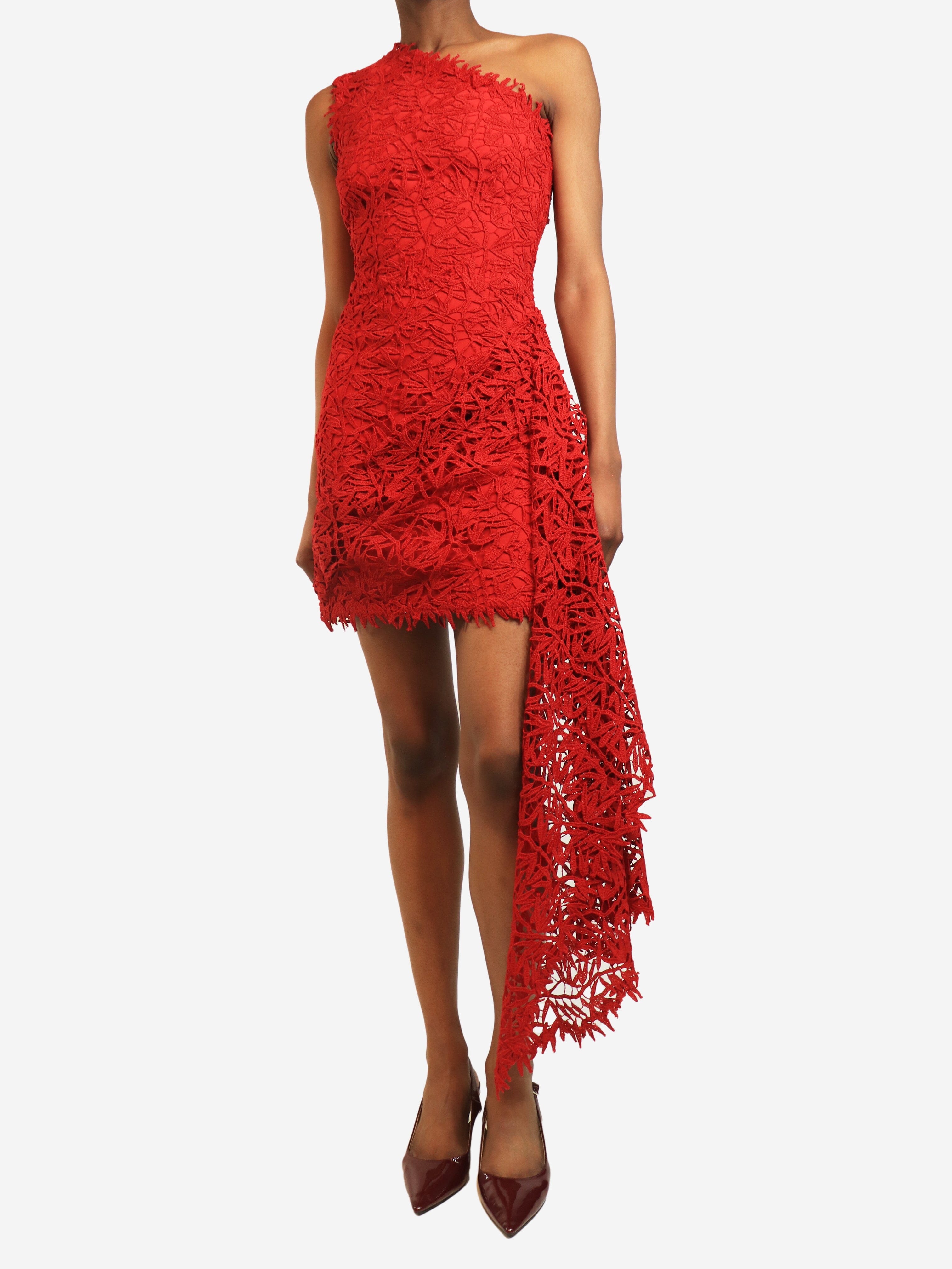 Red one-shoulder lace dress - size UK 6 Dresses Osman 