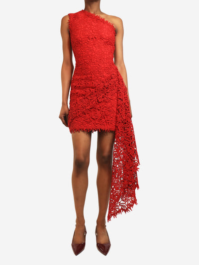 Red one-shoulder lace dress - size UK 6 Dresses Osman 
