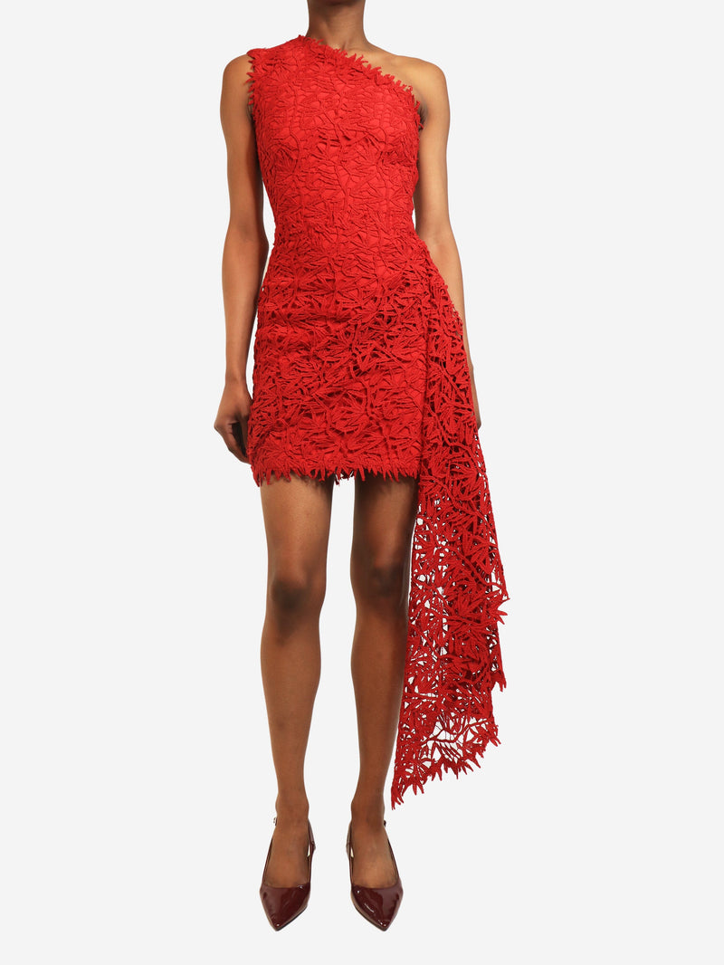 Red one-shoulder lace dress - size UK 6 Dresses Osman 