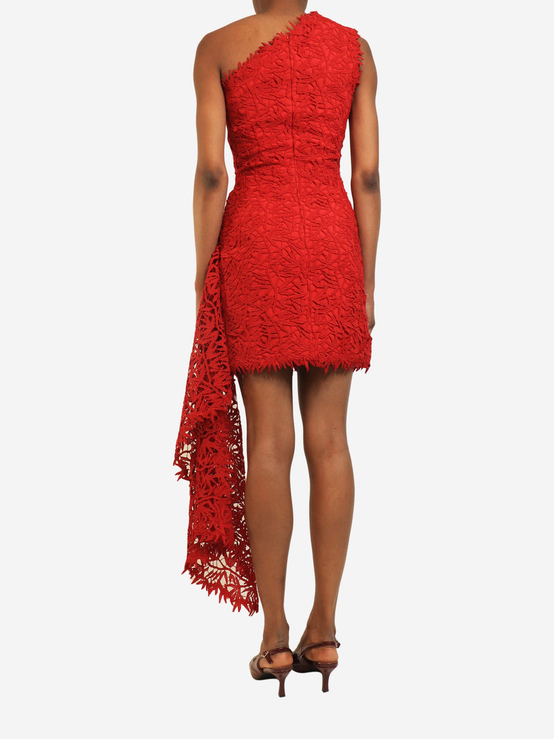 Red one-shoulder lace dress - size UK 6 Dresses Osman 