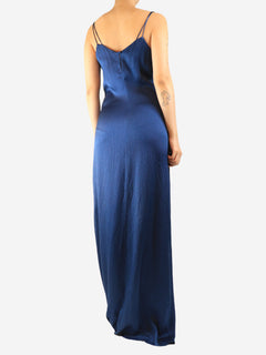Blue silk cloque maxi slip dress - size UK 12 Dresses Roland Mouret Archive 
