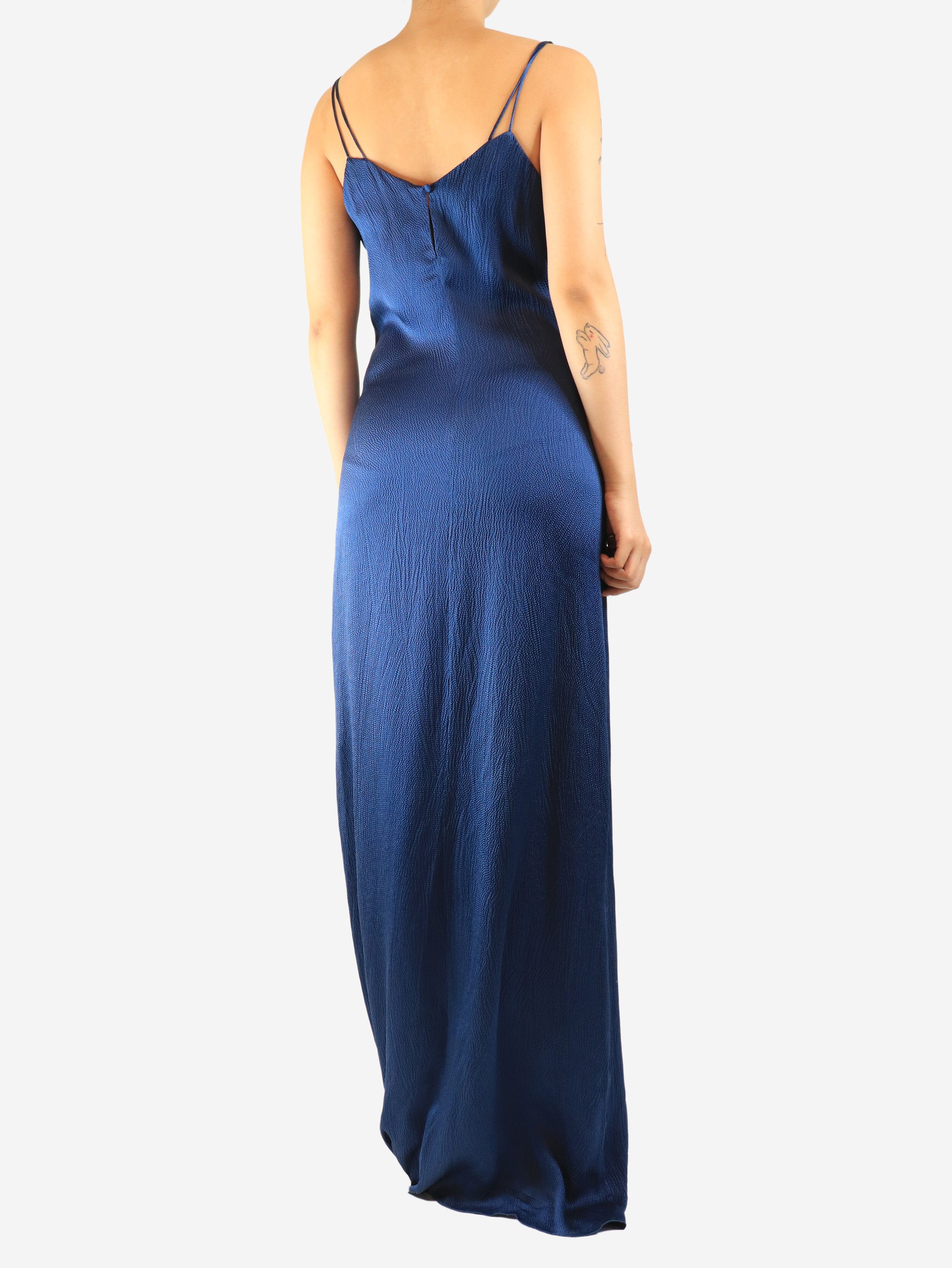 Blue silk cloque maxi slip dress - size UK 12 Dresses Roland Mouret Archive 