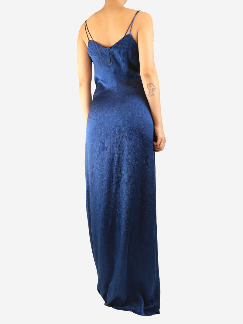 Blue silk cloque maxi slip dress - size UK 12 Dresses Roland Mouret Archive 