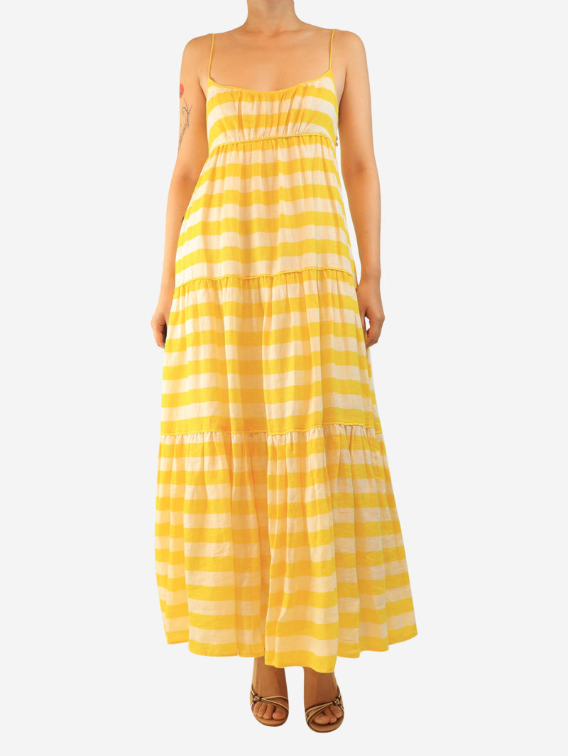 Yellow striped linen tiered dress - size UK 10 Dresses Zimmermann 