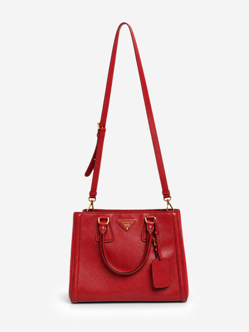 Red two-tone Saffiano leather tote bag Cross-body Bags Prada 