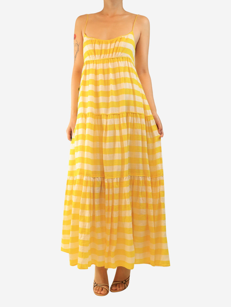 Yellow striped linen tiered dress - size UK 10 Dresses Zimmermann 