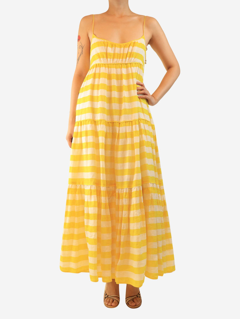 Yellow striped linen tiered dress - size UK 10 Dresses Zimmermann 