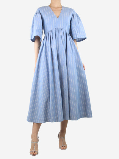 Blue pinstripe v-neck midi dress - UK 8 Dresses Rejina Pyo 