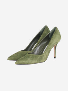 Manolo Blahnik Green suede pointed toe heels - size EU 36