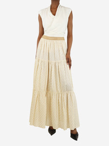 Gucci Cream broderie anglaise maxi skirt - size UK 8