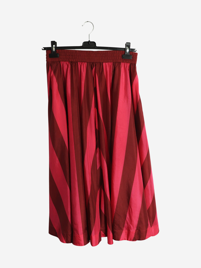 Pink and burgundy silk chevron-print midi skirt - size UK 12 Skirts Zimmermann 