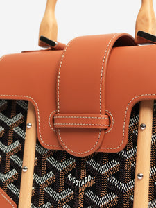 Goyard Black and tan Goyardine Saigon bag