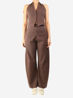 Purple halterneck top and trouser set - size UK 8 Sets Cortana 