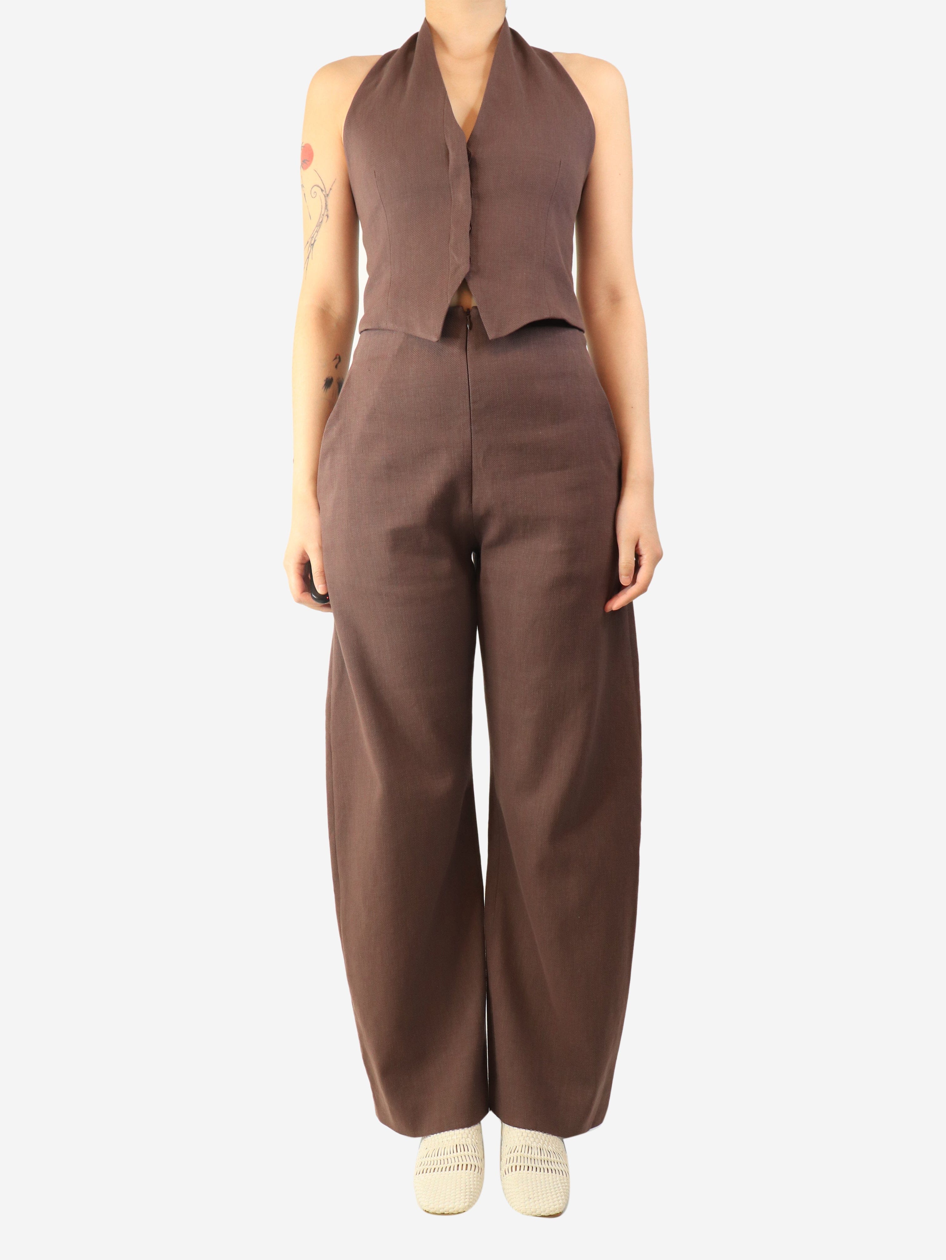 Purple halterneck top and trouser set - size UK 8 Sets Cortana 