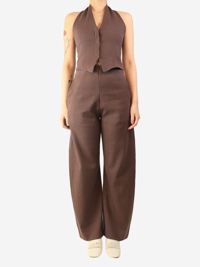 Purple halterneck top and trouser set - size UK 8 Sets Cortana 