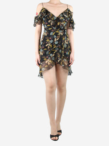 Nicholas Black floral printed ruffled mini dress - size UK 6