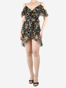 Nicholas Black floral printed ruffled mini dress - size UK 6