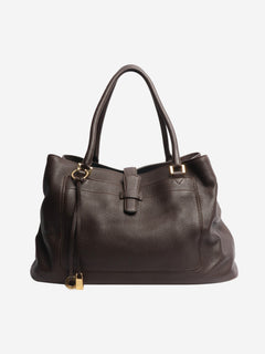 Brown Bellevue leather bag Top Handle Bags Loro Piana 