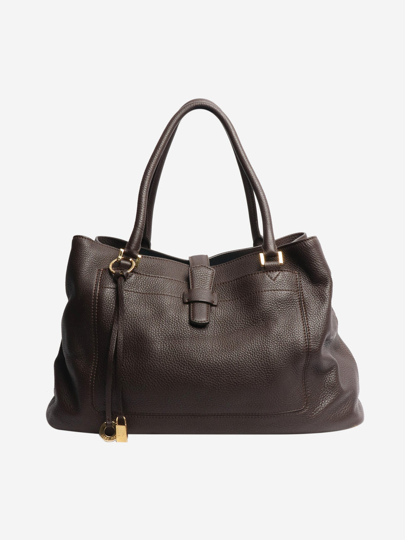 Brown Bellevue leather bag Top Handle Bags Loro Piana 