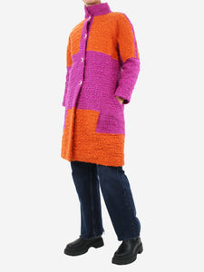 Bottega Veneta Purple and orange two-tone wool-blend coat - size UK 12