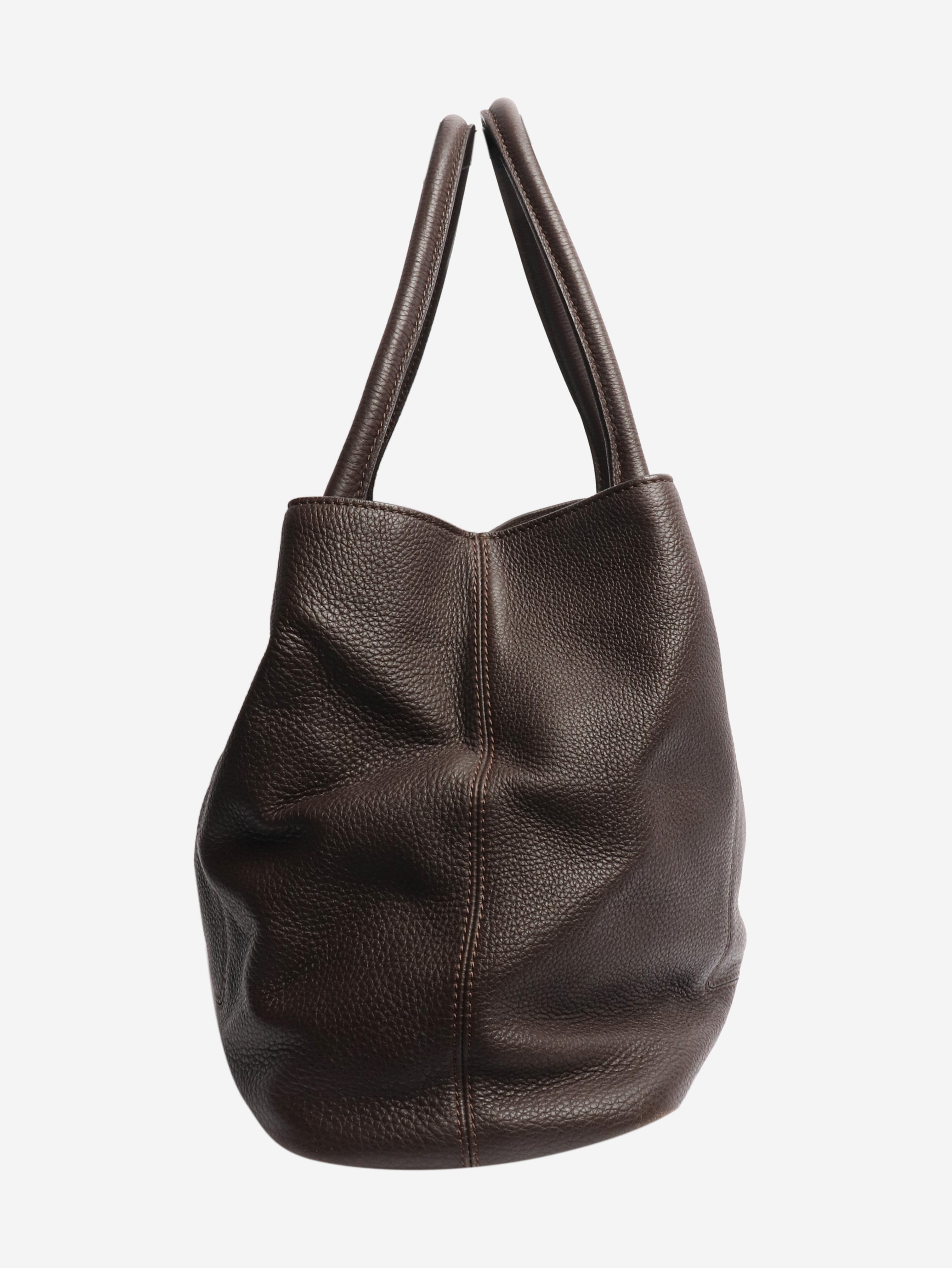 Brown Bellevue leather bag Top Handle Bags Loro Piana 