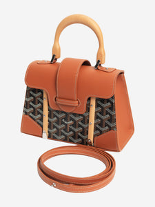 Goyard Black and tan Goyardine Saigon bag