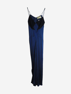 Blue silk cloque maxi slip dress - size UK 12 Dresses Roland Mouret Archive 
