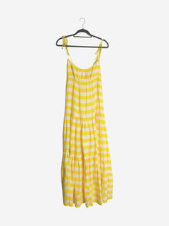 Yellow striped linen tiered dress - size UK 10 Dresses Zimmermann 