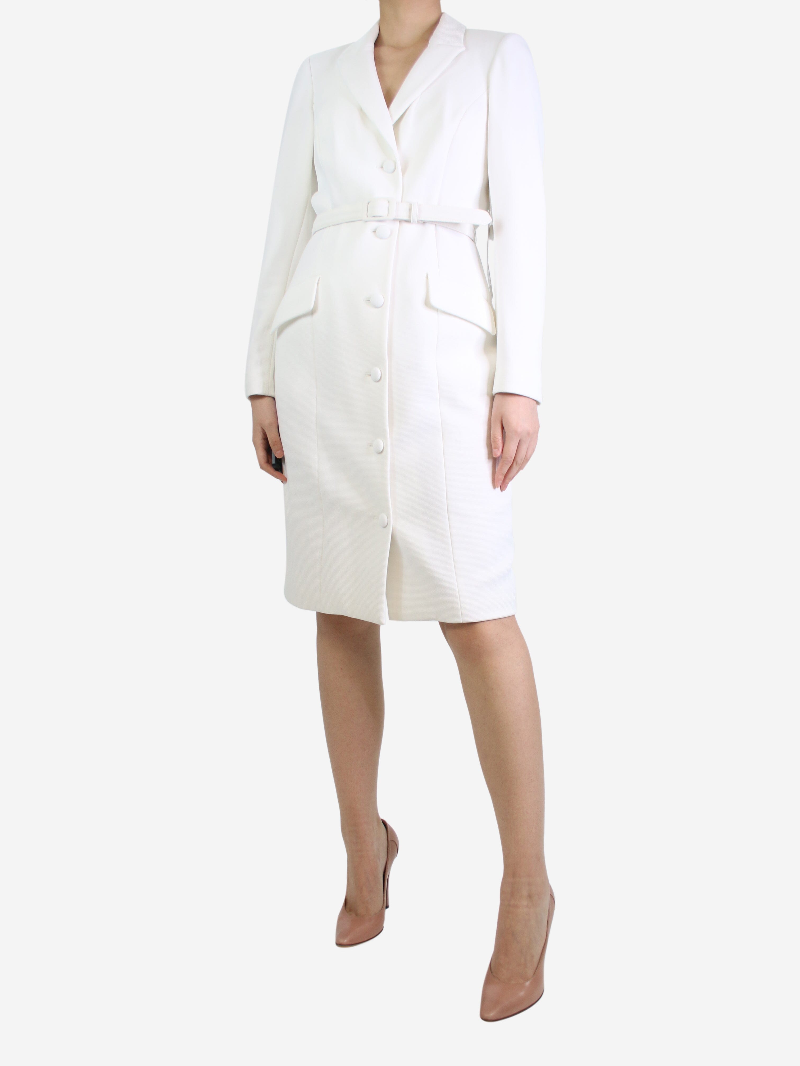 White belted longline blazer dress- size UK 10