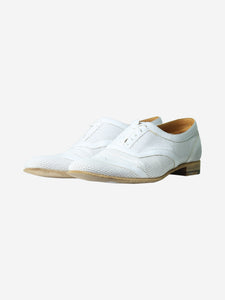 Hermes White leather perforated shoes - size EU 37