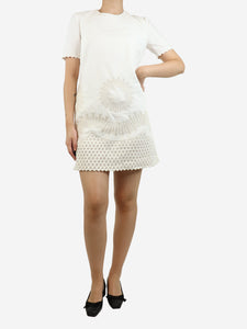 Stella McCartney White embroidered midi dress - size UK 8