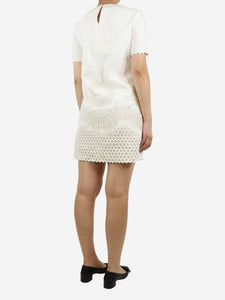 Stella McCartney White embroidered midi dress - size UK 8