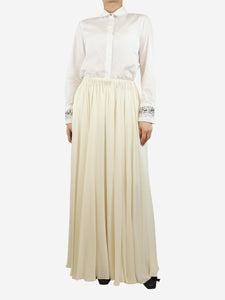 The Row Cream silk elasticated maxi skirt - size S