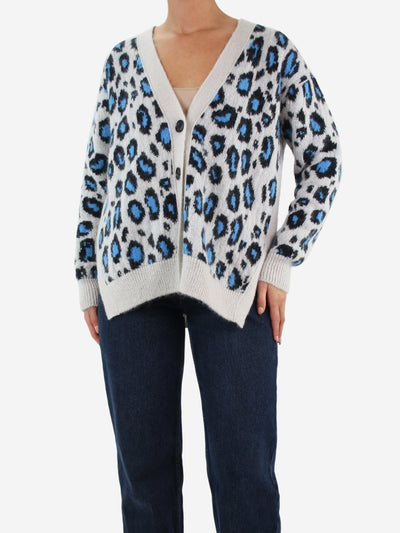 Grey mohair-blend leopard pattern cardigan - size UK 8 Knitwear Dorothee Schumacher 