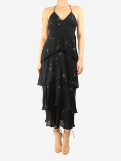 Black star-print tiered slip dress - size UK 8 Dresses A.L.C. 