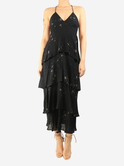 Black star-print tiered slip dress - size UK 8 Dresses A.L.C. 
