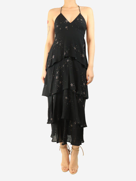 Black star-print tiered slip dress - size UK 8 product image