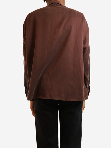 Brown satin shirt - size XS alternate image