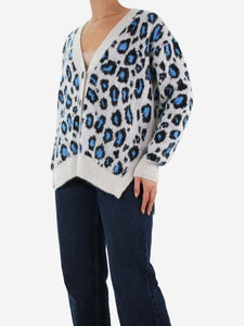 Dorothee Schumacher Grey mohair-blend leopard pattern cardigan - size UK 8