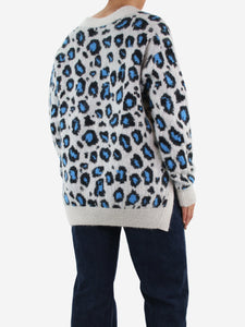 Dorothee Schumacher Grey mohair-blend leopard pattern cardigan - size UK 8