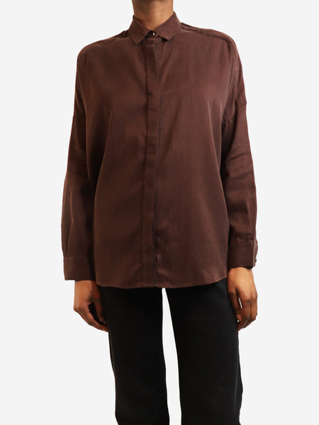 Brown satin shirt - size XS product image