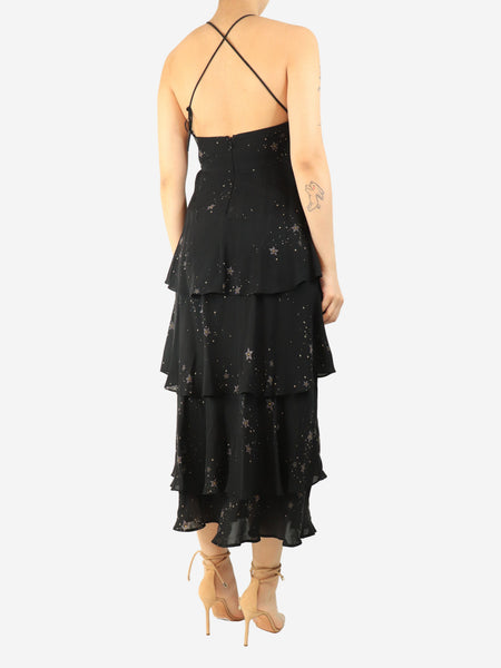 Black star-print tiered slip dress - size UK 8 alternate image
