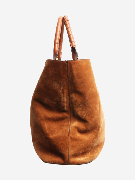 Brown suede tote bag alternate image