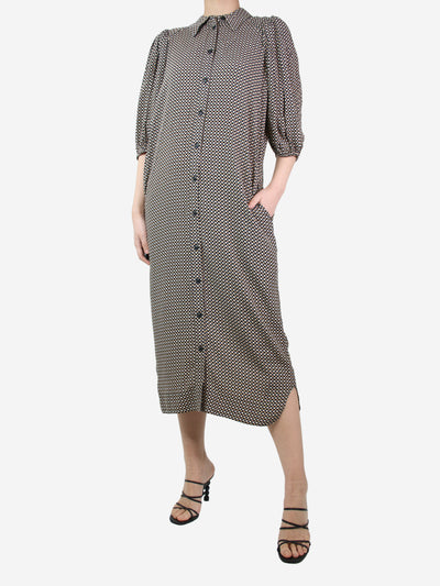 Multicoloured puff-sleeved checkered shirt dress - size UK 8 Dresses Ganni 