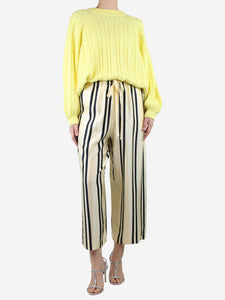 Khaite Cream silk striped wide-leg trousers - size XS