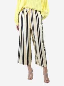 Khaite Cream silk striped wide-leg trousers - size XS