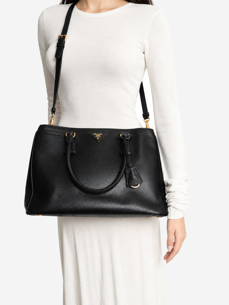 Black Saffiano leather Galleria bag Shoulder bags Prada 