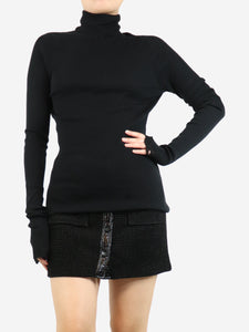 Raey Black distressed roll-neck jumper - size S