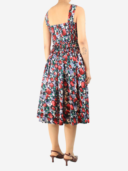 Multicolour abstract tulip midi dress - size UK 8 alternate image