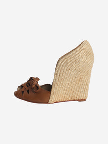 Brown tie front espadrille wedges - size EU 39 (UK 6) Heels Christian Louboutin 